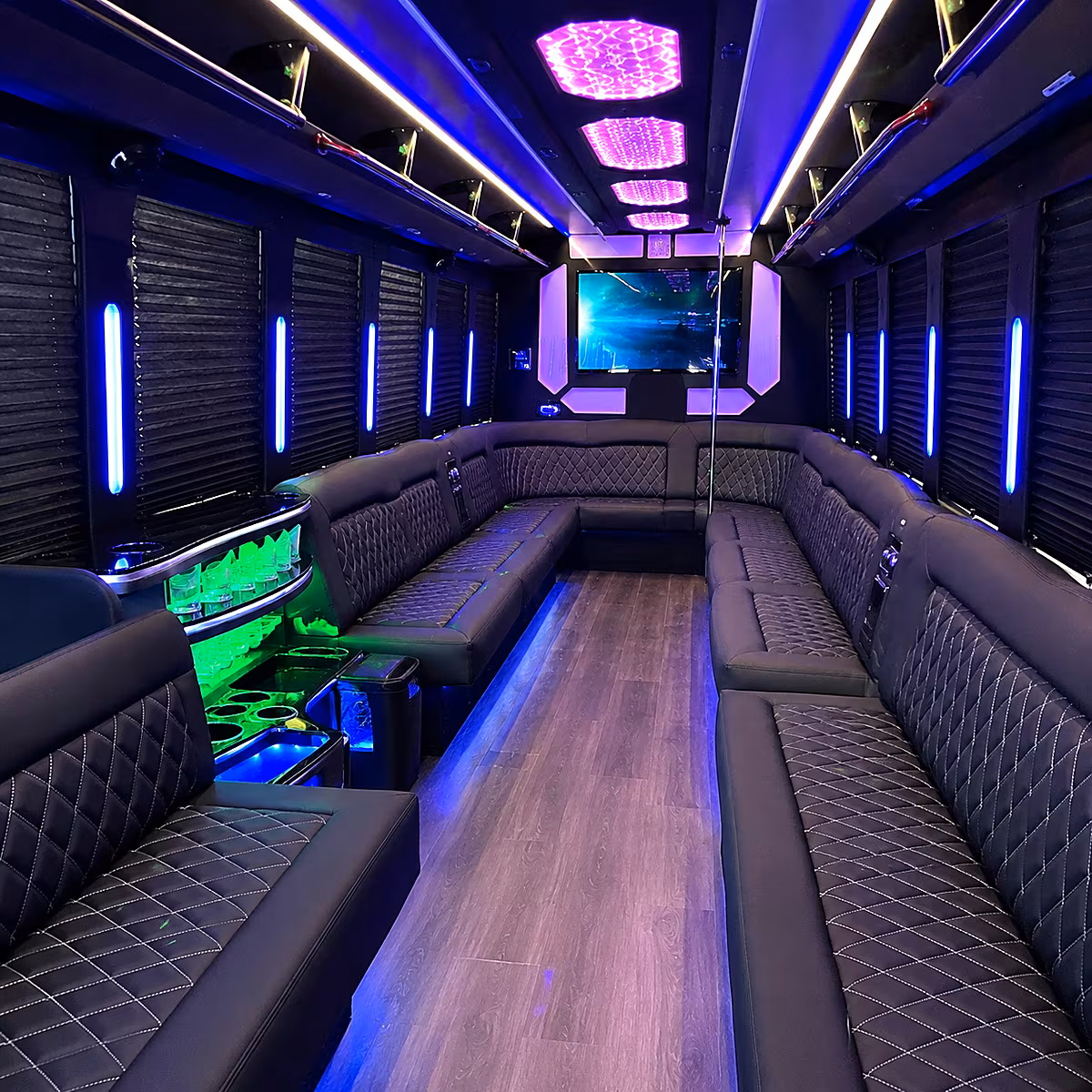 50 Passenger Party Bus Interior