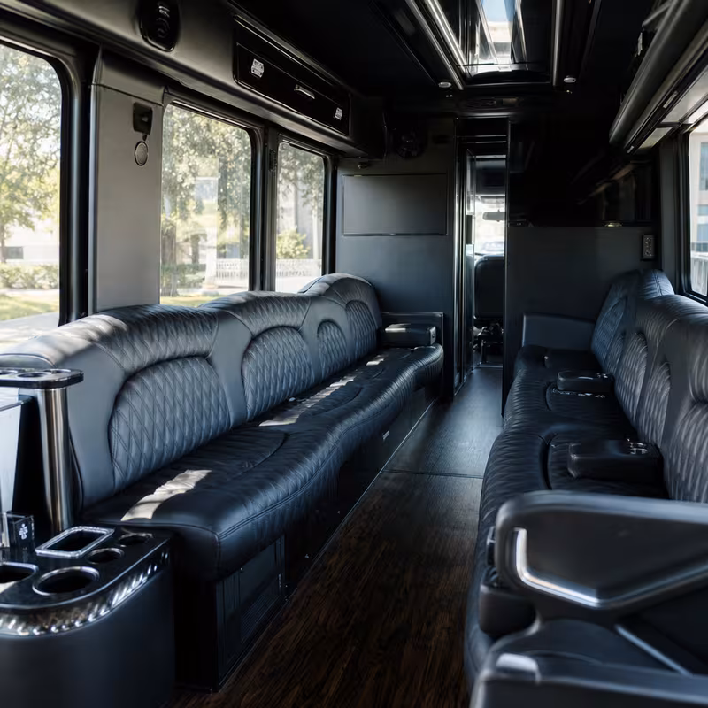 Passenger watching the New Orleans scenery during a regional party bus road trip