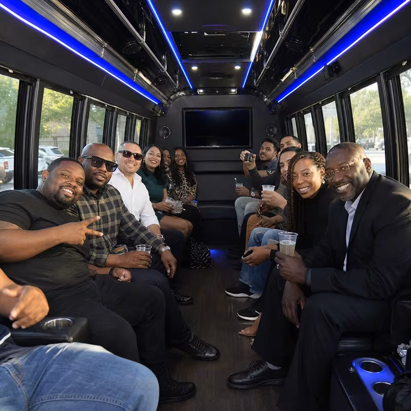 Black Mercedes Sprinter van staged for an New Orleans Birthday Transportation group