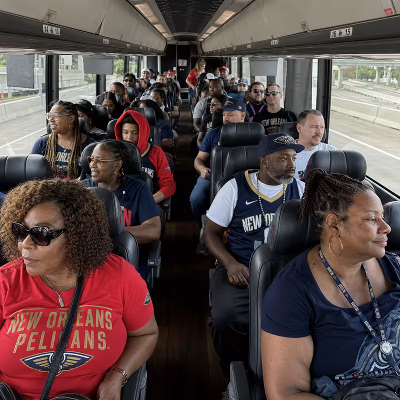 Passenger seating aboard a New Orleans party bus rental