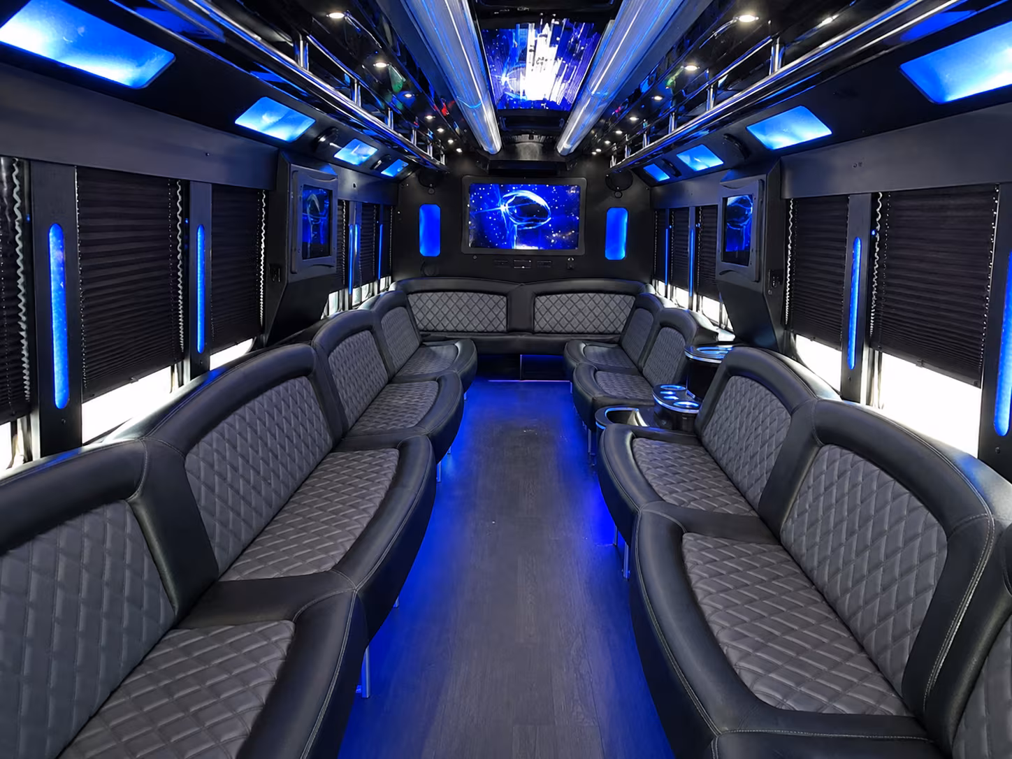 New Orleans Birthday, Sweet 16, & Quinceañera Transportation party bus interior