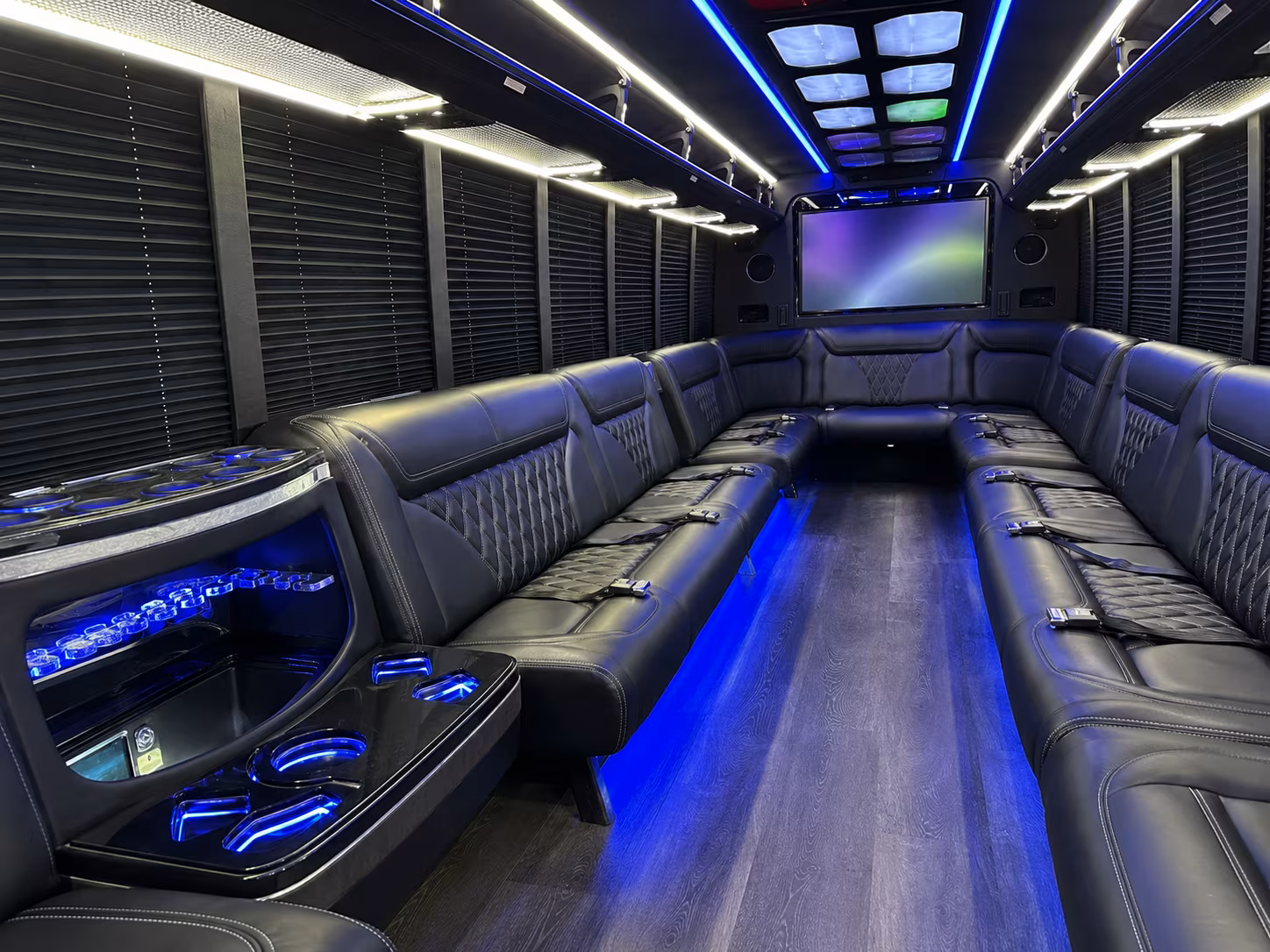 New Orleans Concert & Music Festival Transportation party bus interior