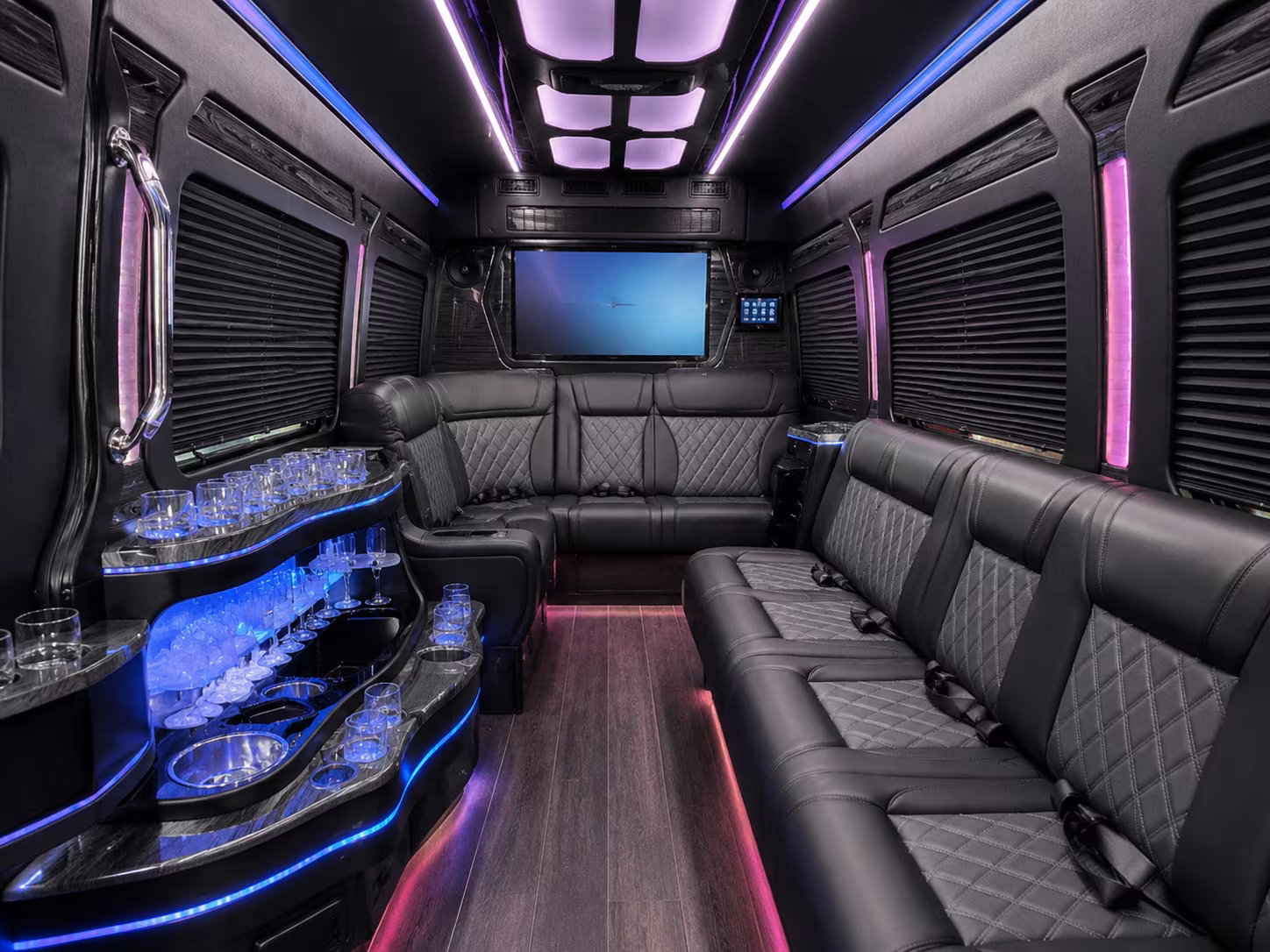 New Orleans School Event Transportation party bus interior