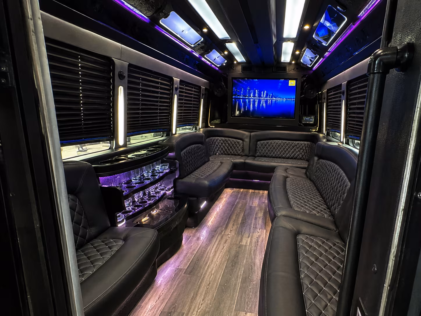 New Orleans Wedding Transportation party bus interior