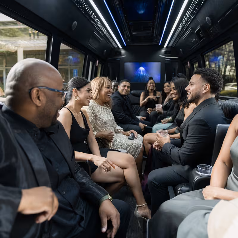Black Mercedes Sprinter van staged for an New Orleans Private Event Transportation group