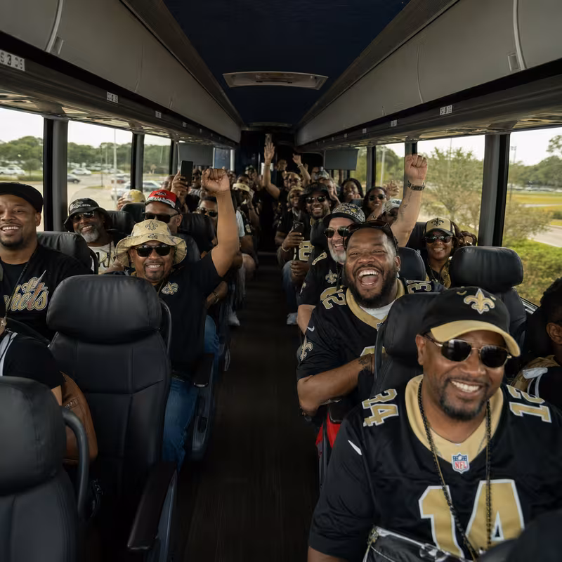 Black Mercedes Sprinter van staged for an New Orleans Sporting Event Transportation group