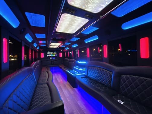 Monroe 35 Passenger Party Bus Interior